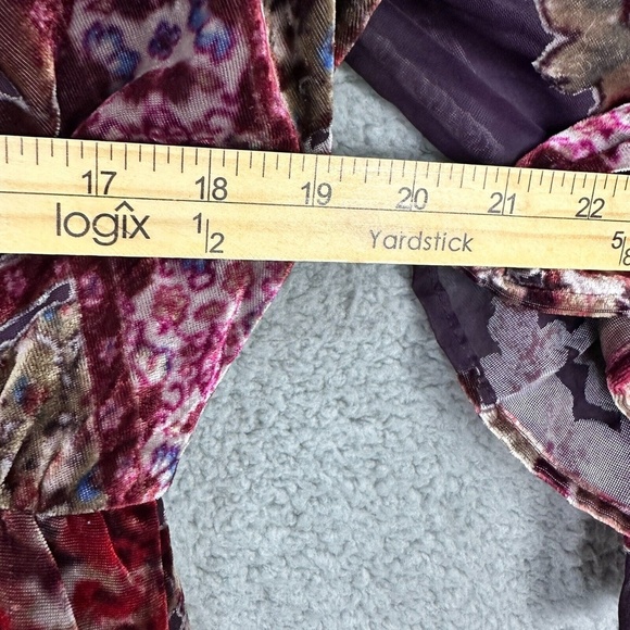 Venus Boho Patchwork Cold Shoulder Dress Large Floral Mixed Print Sheer Festival - Picture 5 of 9